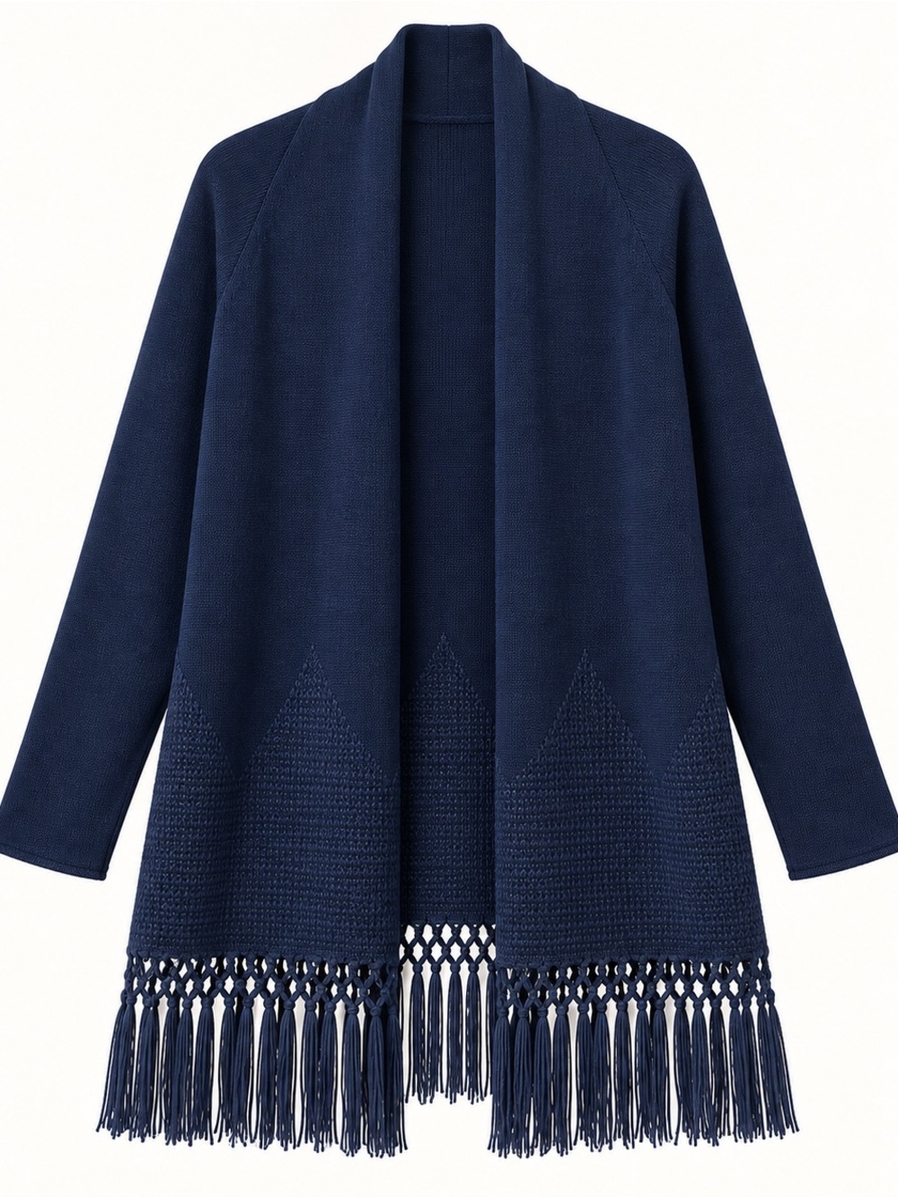Lilly Pulitzer Navy Open-Front Knit Fringe Cardigan Large
